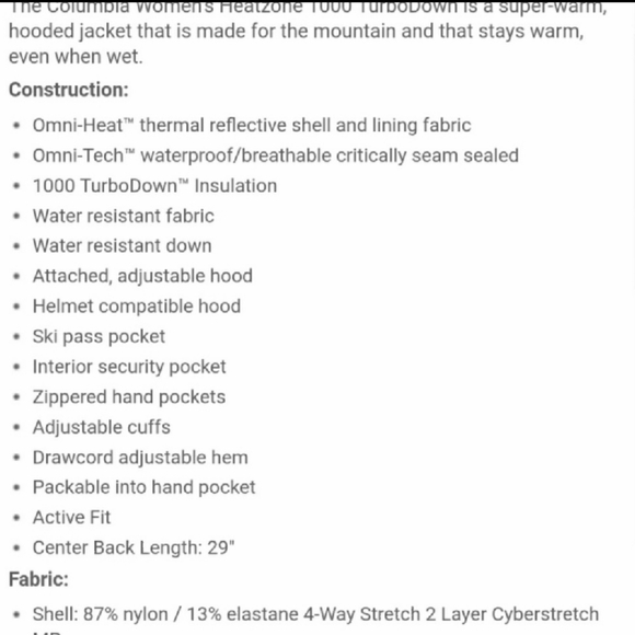 Columbia New Titanium 890TD Turbodown Jacket - Picture 15 of 15